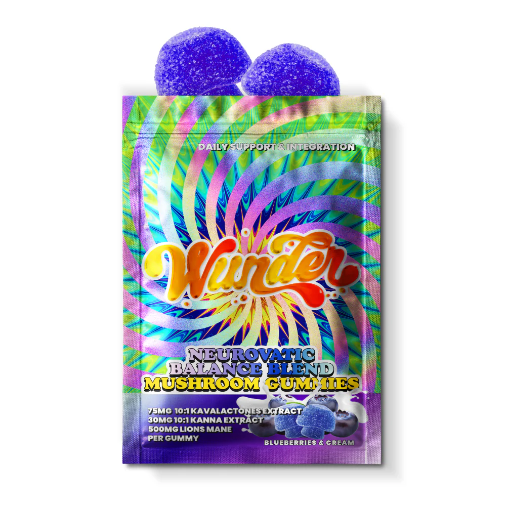 wunder blueberries & cream 75mg kava + 500mg lions mane neurovatic